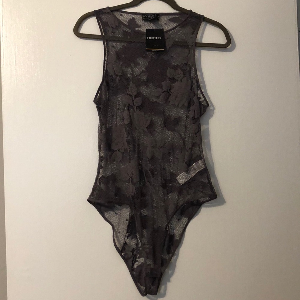 Forever 21+ Purple/Mauve Mesh Bodysuit, Size XL